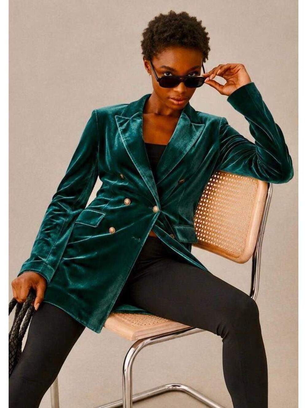 Maeve by Anthropologie Green Cotton Blend Velvet Double Breasted Blazer size 20W